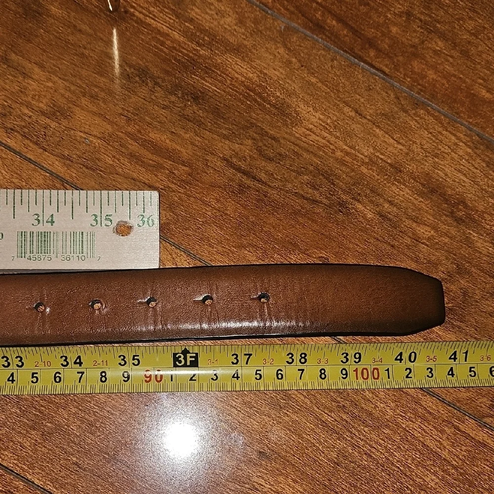 Kenneth Cole Brown and Black Imitation  Leather Belt with Metal Buckle Size MED